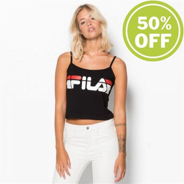 Fila Topy Damske Čierne - Brit Top Wmn Top S Thin Straps Vypredaj - Slovakia 69023-LIED